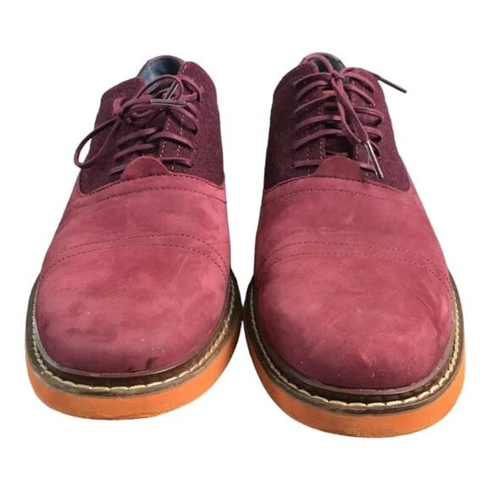 Cole Haan Nike Air‎ Mens 9.5 Maroon Suede 2 Tone Leather Oxford Lace Up Shoes